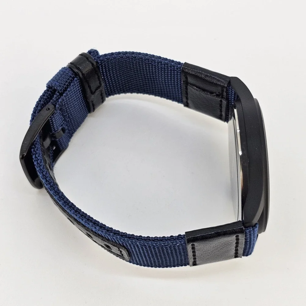 Men's‎ Field Military Watch 42MM Black Dial Dark Blue Nylon Bands New Battery